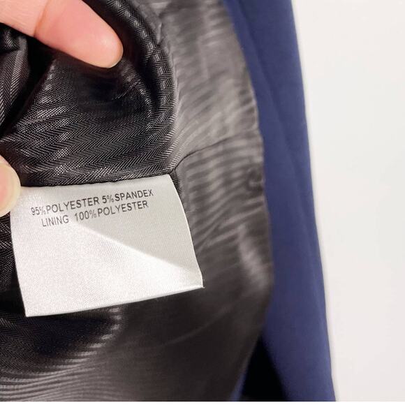 New LAVEER Womens Size 0 Navy Blue Black Tux Blazer Shawl Collar Single Button - Picture 11 of 12